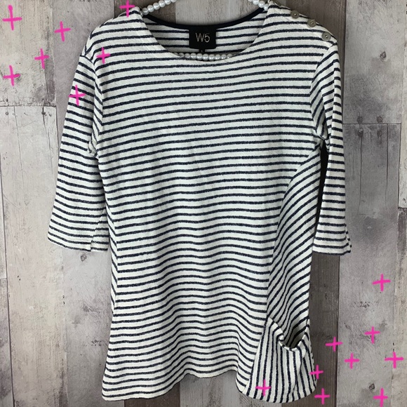 Anthropologie W5 white and navy striped tunic size Small - Picture 1 of 7